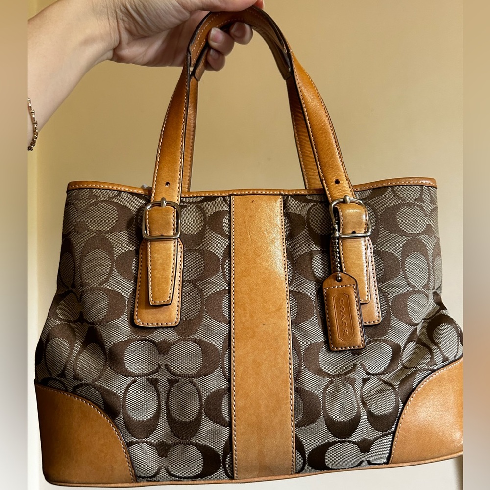 Coach VINTAGE Y2K Tan and Brown Signature Tote